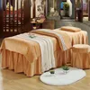 Ensembles de literie Personnalisez la taille de luxe Velvet 4pcs pour les feuilles de lit de salon de beauté Massage Spa Dits jupe tabouret