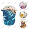 Laundry Bags Abstract Modern Blue Leaves Foldable Basket Hamper Dirty Clothes Storage Organizer Bucket Homehold Bag