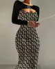 Casual Dresses Plus Size Luxury Designer Dress Fashion Slim New Women's Dress Pit Stripe Print Skirt