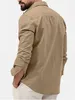Men's T-Shirts Spring/Summer European and American Mens Shirts with Multiple Pockets Casual Slim Fit Long sleeved Workwear Top 2443