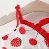 2PCSSESS Summer Strawberry Baby Girl Beach Sling Dress Fashion Sweet Toddler Kids Costume Children Cloths Hat 0 to 3 y 240403