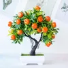Decoratieve bloemen Simulatie Fruitboom Plant Bonsai Kleine pot Plastic bloemrijke oranje Kumquat