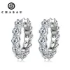 Sparking Women Gifts Solid Silver 925 18k White Gold Plated 4mm Moissanite Diamond Eternity Hoop Earrings