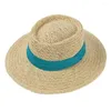 Szerokie brzegowe czapki na zewnątrz nadmorskie wakacje wszechstronne słomkowe maska ​​przeciwsłoneczne i filta przeciwsłoneczne artystyczne tkaninowe słońce