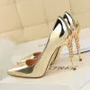 Pumps 2023 Fashion Women Sexy 10cm High Heels Pumps Lady Designer Metal Carving Heels Gold Wedding Bridal Female Prom Party Red Shoes