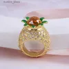 Cluster Rings European and American Jewelry Wholesale Sparkling Rhinestone Enamel Glaze Lovely Sweet Fruit Pineapple Ring Free Shipping L240402