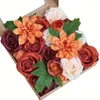 Decorative Flowers Artificial Box Set Burnt Orange Fake ComboDlY Wedding Bouquets Centerpieces Arrangements Party Baby Showe