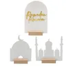 Decorazione per feste 4set Ramadan Tabella 2024 Eid Mubarak Acrilico Moon Star Castle Decor per la casa islamica