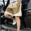Men's Shorts Summer Letter Printed Splicing Casual Loose Sports Quick-drying Outdoor Beach Five-point Pants Male Sportswear