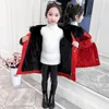 Down Coat Fashion Winter Cotton Sweter pour fille 3-14 ans Vêtements pour enfants épaississer les couches pour filles parka à capuche