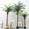 Flores decorativas de coco artificial Árvore de palmeira falsa grande seda tropical de seda tropical para decoração de decoração interna ao ar livre planta de simulação havaiana