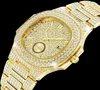 18k guldklockor för män Luxury Full Diamond Men039s Watch Fashion Quartz armbandsur AAA CZ Hip Hop Iced Out Man Clock Reloj2654611