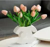 Classic ceramic vase designer classic logo shape white vase INS style high-end floral vase cream style Nordic Dining table decoration vase home entrance ornaments
