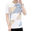 Men's Sweaters Trend Handsome V-neck Short-sleeved Pullover Simple Fashion All Matching Ribbed Bottom Loose .