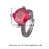 Pierścienie klastra vintage runda 12 12 mm Ruby Sapphire dla kobiet szlachetnych przyjęcie weselne Fine Jewelry Black Personality Ring Prezent rocznicowy