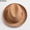 Brede rand hoeden emmer nieuwe Britse stijl wol vilt fedora heren hoed roll homburg gentlemens kerk jazz party jurk yq240403