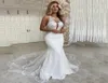 Sexy Mermaid Suknie ślubne 2021 SCOOP NEC LACE Appliques Bridde Dress Open Back Country Bridal Suknia Vestido de novie7043709