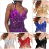 Belly Dance Paiugine Fringe Top Nightclub Performance Halter Bra Dance Wear