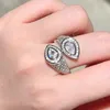 Anillos de boda ZAKOL elegante gota de agua ajustable anillo abierto de lujo Cubic Zirconia joyería de mujer