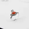 Cluster anneaux Yysunny Animal Duck Dinger Rings 925 STERLING SILP CARNELIAN RING Thaïlande Jewelry Silver Ladies Party Ring L240402