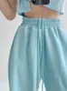 Pantalons pour femmes coréen blanc bleu femmes taille haute lâche cordon sarouel décontracté confortable femme sport rue s-xl
