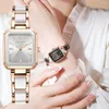 손목 시계 방수 여성은 비즈니스 통근을위한 모조 다이아몬드 장식 합금 스트랩을 가진 우아한 숙녀 석영 시계