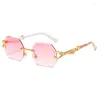 Sunglasses Hexagon Rimless Square Women Retro Men Sun Glasses Brand Designer Eyewear UV400 Shades Oculos Female Gafas