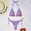 Bikini de estampado floral de baño para mujeres Bikini Ruched Ruched Backless Tuit Backsuates de dos piezas y2k Tendencia de las mujeres Tendencia de las mujeres tan brasileños de vacaciones Brasil J240403