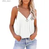 Frauen Tanks Camis Womens Sexy v Neck Camisole Pullover Tops Damen 2023 Sommer lässiger Reißverschluss ärmellose Bluse Mädchen Kleidung Y240403