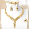 Zeadear Bridal Schmuck Set Nigeria Afrikanische Luxuszirkonien 18K Gold Plated Halsace Armband Ohrring Ring für Frauen Hochzeitsfeier 240401