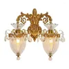 Wall Lamp European Style All Copper Living Room French Crystal Bedroom Background Bedside Staircase