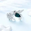 Wedding Rings Elegant Natural Blue Stone Adjustable Hummingbird Rings for Women Glass Filled Rings Female Engagement Wedding Party Jewelry