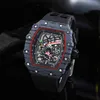 Luxury Mens Mechanics Watch Richa M Automatisk mekanisk klocka Importerad rörelse Vin fat kolfiber Tourbillon Richa M 43Uy