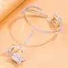 Bangle Stonefans Luxury Zircon Hand Palm Green Crystal Jewelry Women Charm Finger Bracelet Ring Bridesmaid CZ Gift