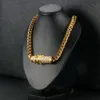 Кубинские звенья ожерелья Дизайнерское колье для мужской круговой пряжки с бриллиантовой нержавеющей сталь