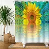 Douchegordijnen zonnebloem vlinder badkamer decor geel bloem groen blad zomers plantenlandschap huis badkuip doek gordijn set