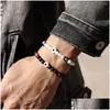 Pulseras de encanto Colorf Devils Oye Bracelet Men 2023 Moda Ancho simple 6 mm Bead mate para joyería PSERA PSERA Hombre Drop entrega dhjma