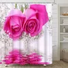 Douchegordijnen roze bloemenwaterbloemen vallen veelkleurig hangende gordijn badkamer decor sets met haken accessoires