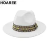 Brede rand hoeden emmer hoaree 2024 Nieuwe herenwol vilt fedora witte panama hoed sombrero jazz trilby Britse stijl varkens yq240403
