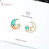 Boucles d'oreilles Arrivée 925 Sterling Silver Hollow Star Moon Small Girls Fashion Birthday Party Bijoux mignon