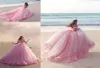 Abiti da quinceanera rosa gonfio principessa abito da ballo lungo dolcezza da ballo di 15 anni abito da ballo fuori spalla 3d fiore8887915