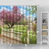 Shower Curtains 3D Grape Flower Stand Curtain Europ Pastoral Scenery Home Background Hanging Cloth Polyester Bathroom Decor Bath