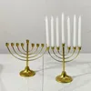 Candle Holders Hanukkah Holder Golden Iron Multi Head Cup Home Decoration Retro Ornaments Candlestick Metal Menorah