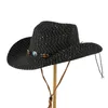 Boinas 1 PPC Hombres y mujeres Personalidad general Estilo bohemio Cowboy Handmade Straw Sombrero Playa Sunscreen