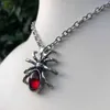 Colares pendentes Gothic Big Stone Spider Colar Punk Dark Red Animal Inseto Cara de Cara de Cara para homens Men Men Vintage Spider Cara Colar