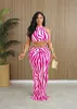 Work Dresses CM. Summer Women Sets 2024 Sleeveless Sexy Striped Print Crop Top And Long Skirt Set Night Club Party Beach 2 Two Piece