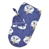 Bags Happy Flute Newborn Swaddle Cocoon Wrap +Hat Baby Receiving Blanket Bedding Cartoon Cute Infant Sleeping Bag For 06 Months