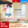 Enveloppes CARTES VISITES PVC Transparent personnalisé Impression de carte de visite Clear Impression gratuite 200pcs / 500pcs