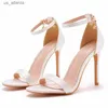 SURET Buty Sandały Mody Sandały Kobiety Sexy Pu 10cm cienki obcasy Pasek Kluczowy Wedding Women White H2404034ul7