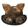 Berets Brimmed Felt Hat Steampunk Top Hats Cool Fedora Headwear Goggles Night Club Cosplay Headgear Adult Stage Costume